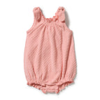 Petal Pink Check Organic Terry Tie Playsuit