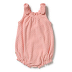Petal Pink Check Organic Terry Tie Playsuit