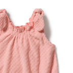 Petal Pink Check Organic Terry Tie Playsuit