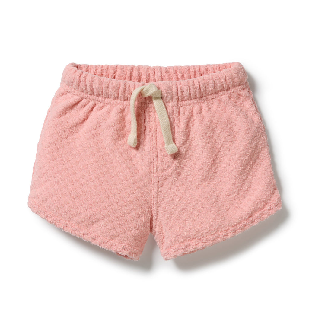Petal Pink Check Organic Terry Tie Short