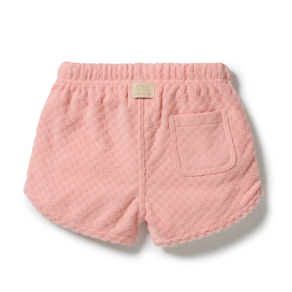 Petal Pink Check Organic Terry Tie Short
