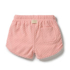 Petal Pink Check Organic Terry Tie Short