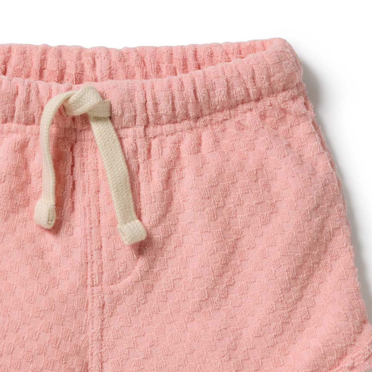 Petal Pink Check Organic Terry Tie Short