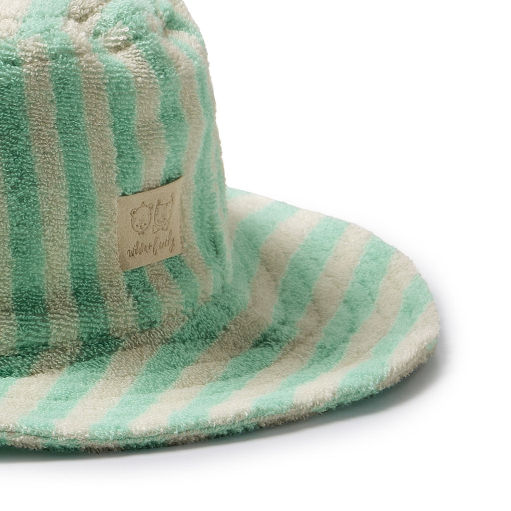 Seafoam Stripe Organic Terry Sun Hat