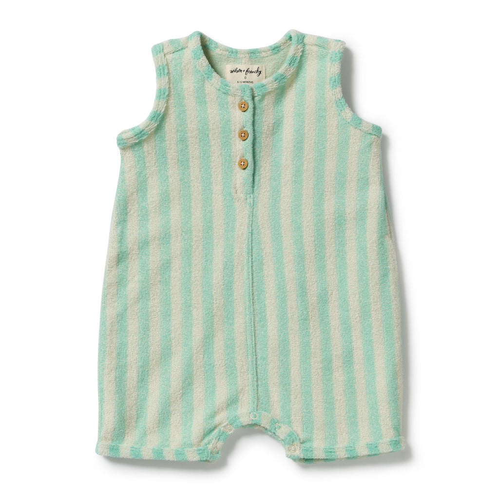 Seafoam Stripe Organic Terry Growsuit