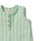 Seafoam Stripe Organic Terry Growsuit