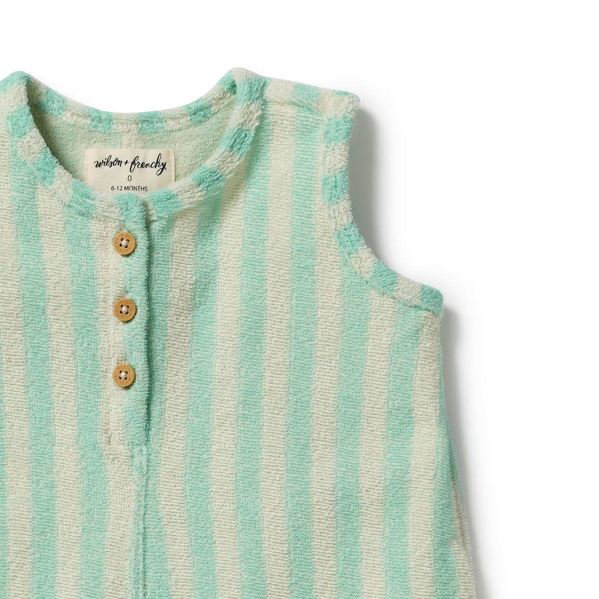Seafoam Stripe Organic Terry Growsuit