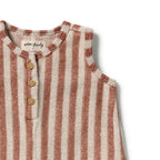 Cherry Cola Stripe Organic Terry Growsuit