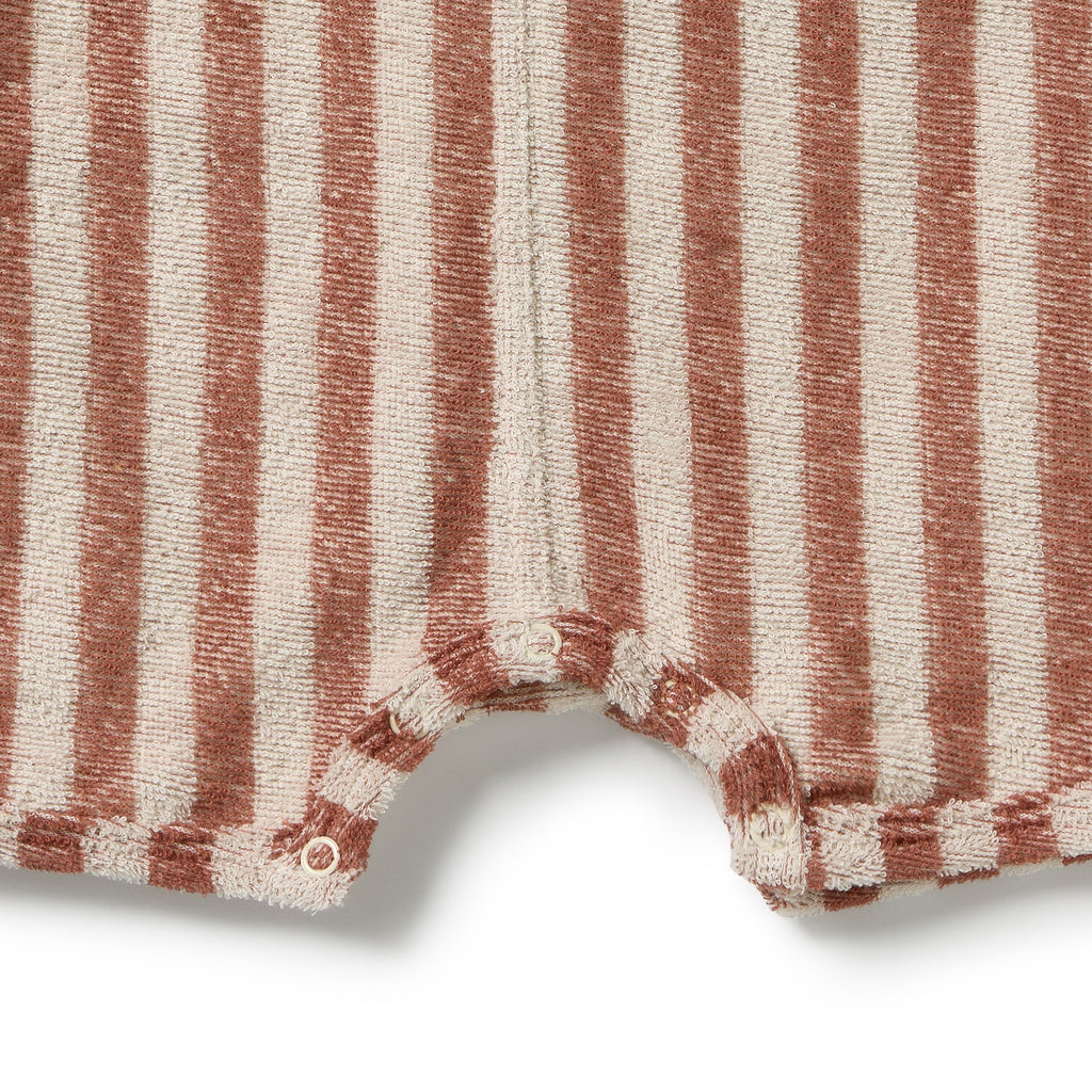 Cherry Cola Stripe Organic Terry Growsuit
