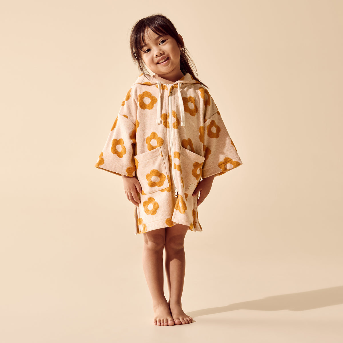Daisy Glow Organic Terry Hooded Towel