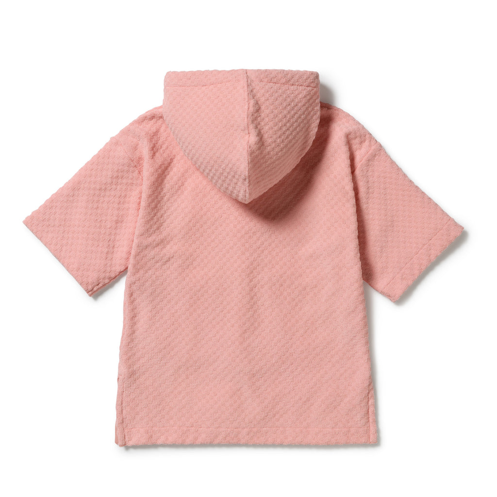 Petal Pink Check Organic Terry Hooded Towel