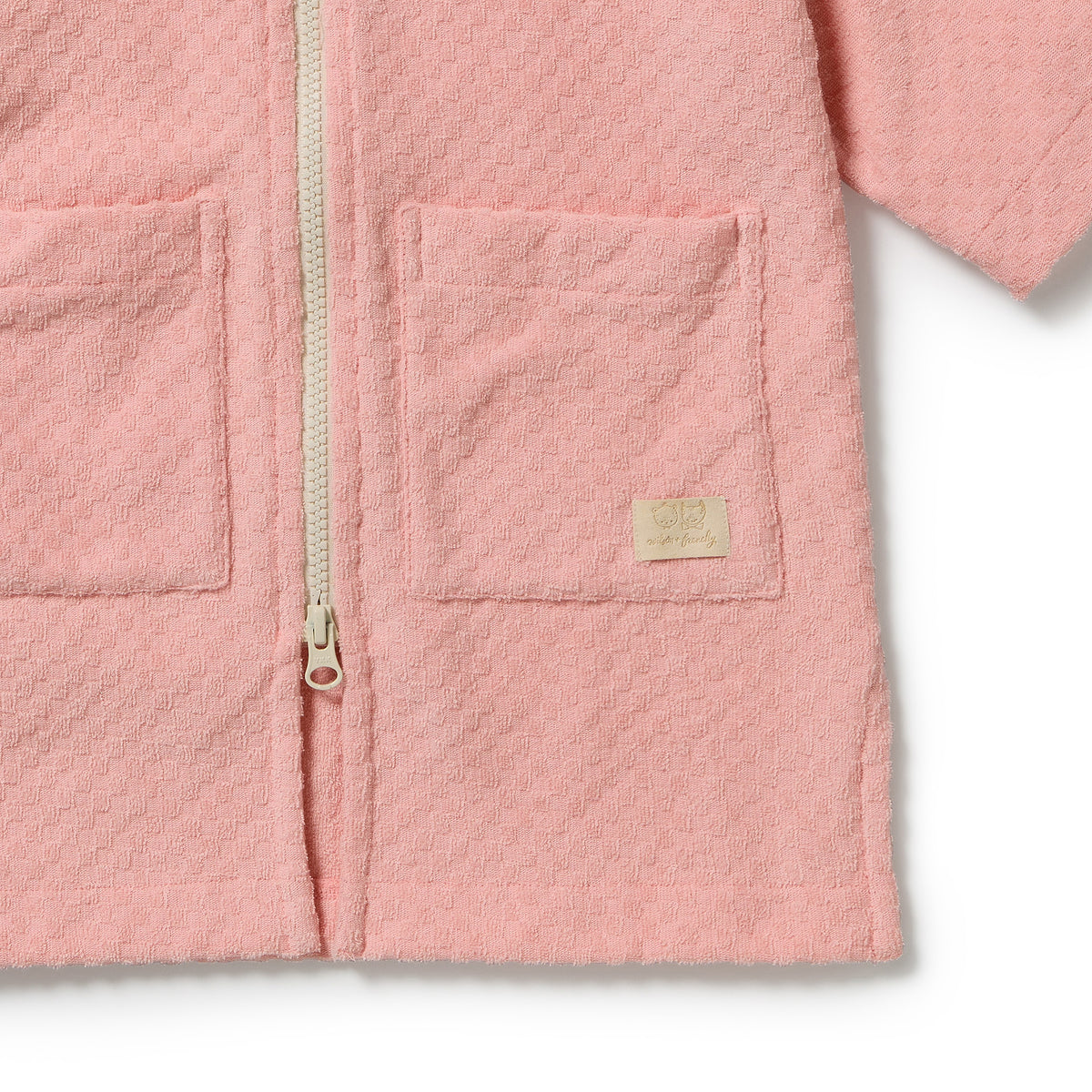 Petal Pink Check Organic Terry Hooded Towel