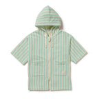 Seafoam Stripe Organic Terry Hooded Towel