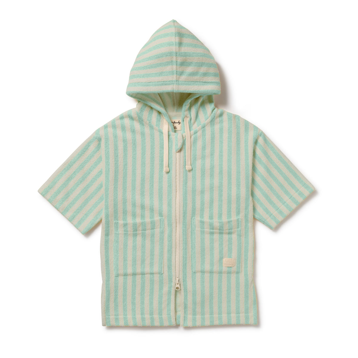 Seafoam Stripe Organic Terry Hooded Towel
