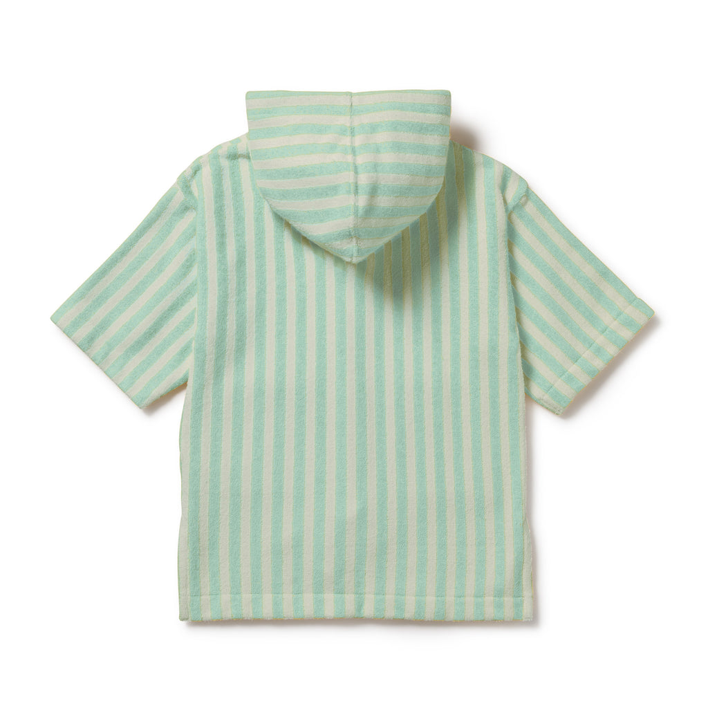 Seafoam Stripe Organic Terry Hooded Towel