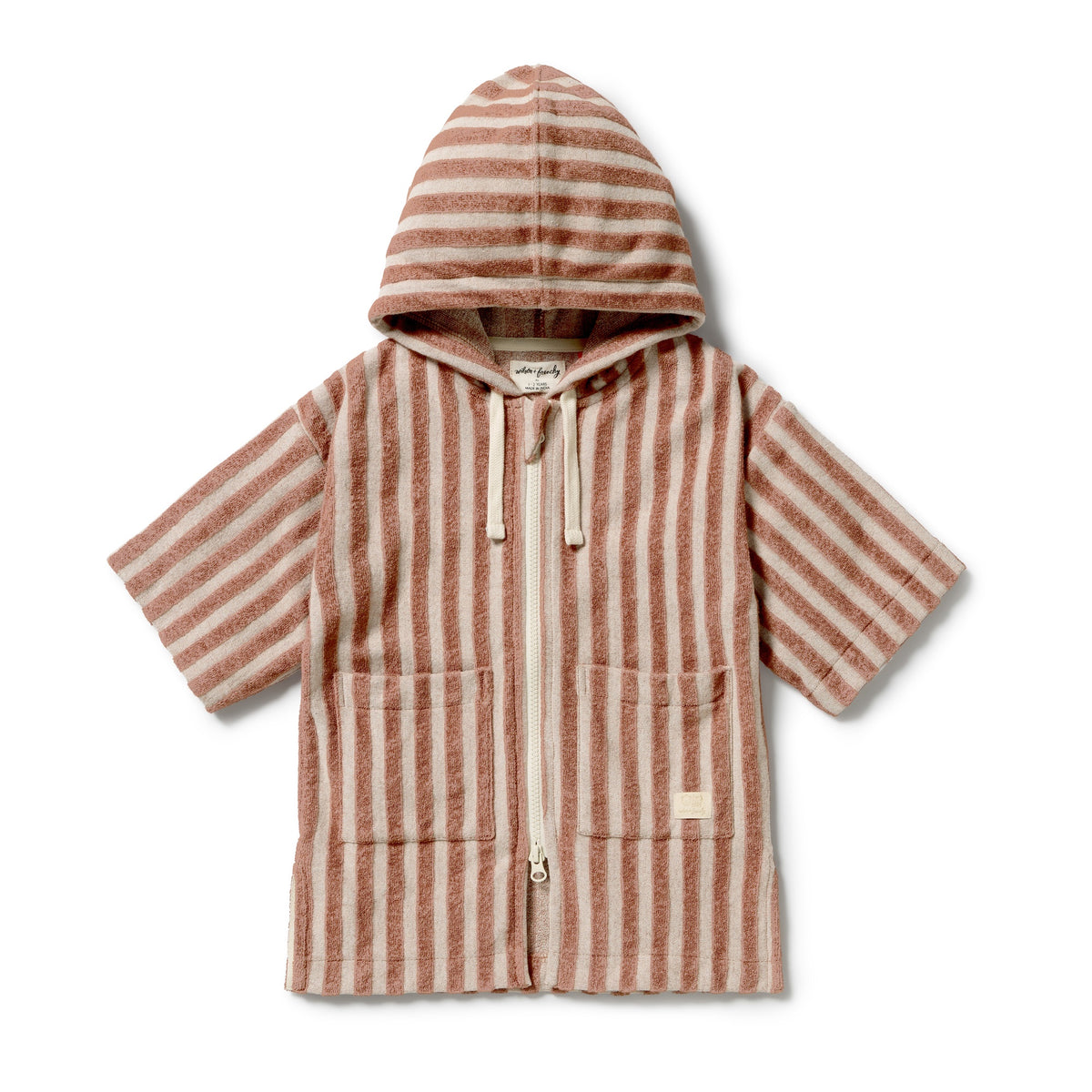 Cherry Cola Stripe Organic Terry Hooded Towel