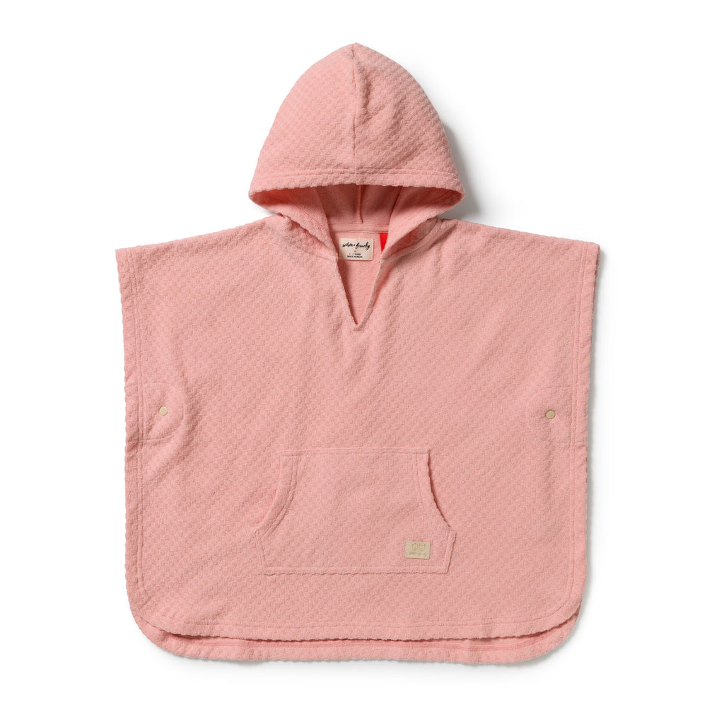 Petal Pink Check Organic Terry Hooded Poncho