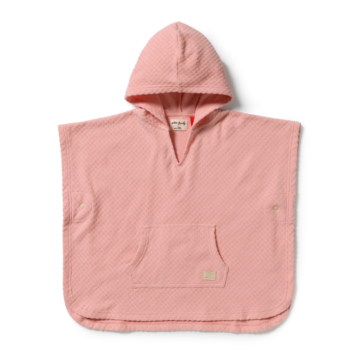 Petal Pink Check Organic Terry Hooded Poncho