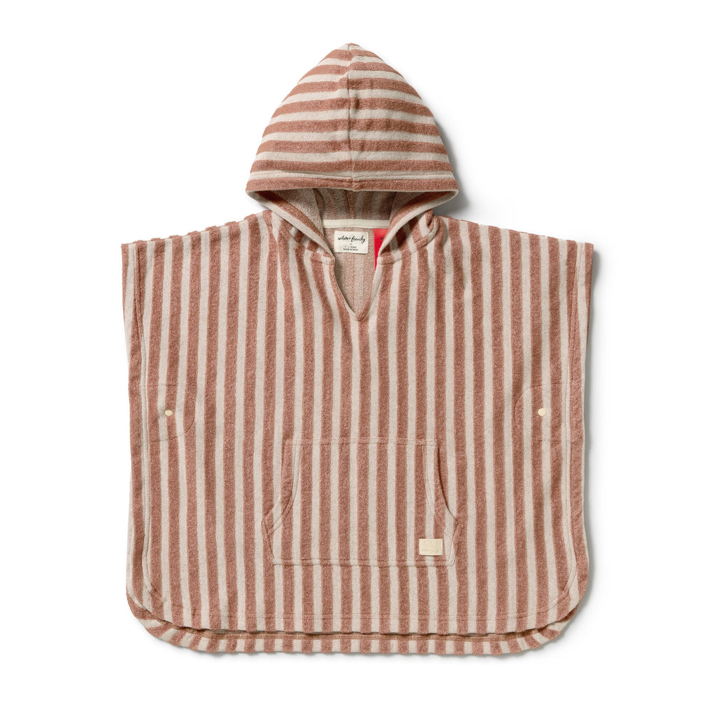 Cherry Cola Stripe Organic Terry Hooded Poncho