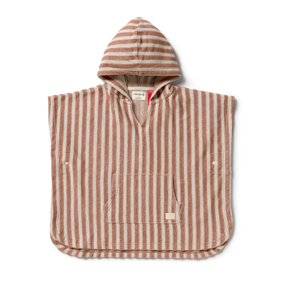 Cherry Cola Stripe Organic Terry Hooded Poncho