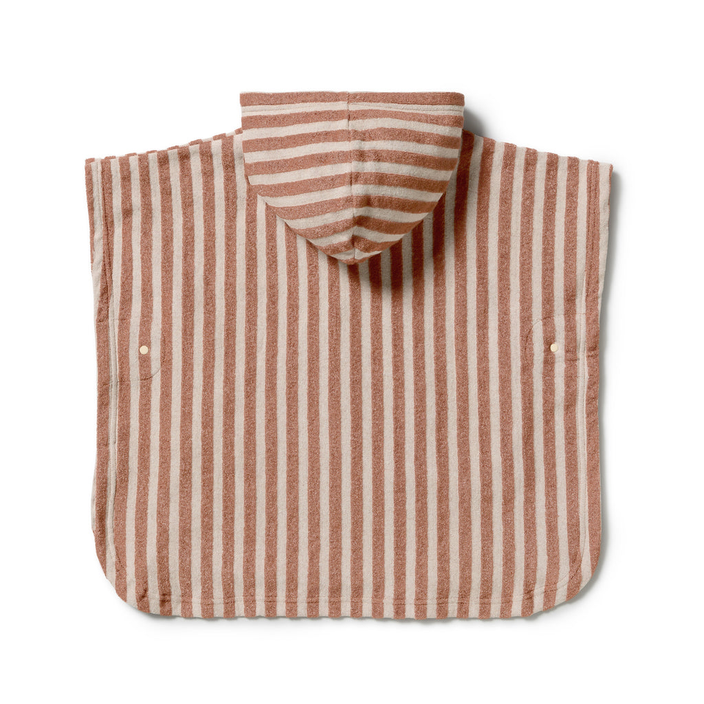 Cherry Cola Stripe Organic Terry Hooded Poncho