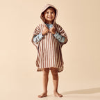 Cherry Cola Stripe Organic Terry Hooded Poncho