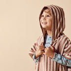 Cherry Cola Stripe Organic Terry Hooded Poncho