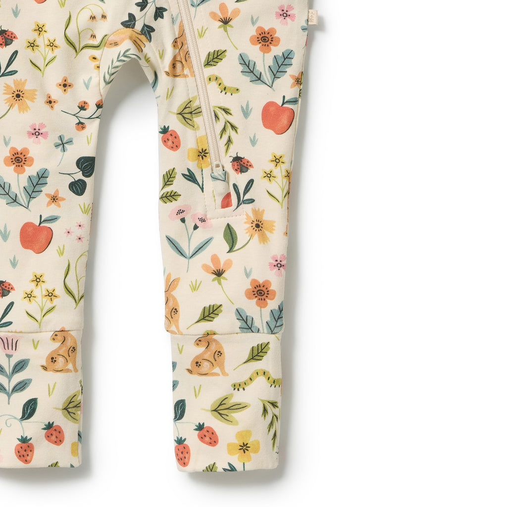 Summer Garden Organic Zipsuit with Feet