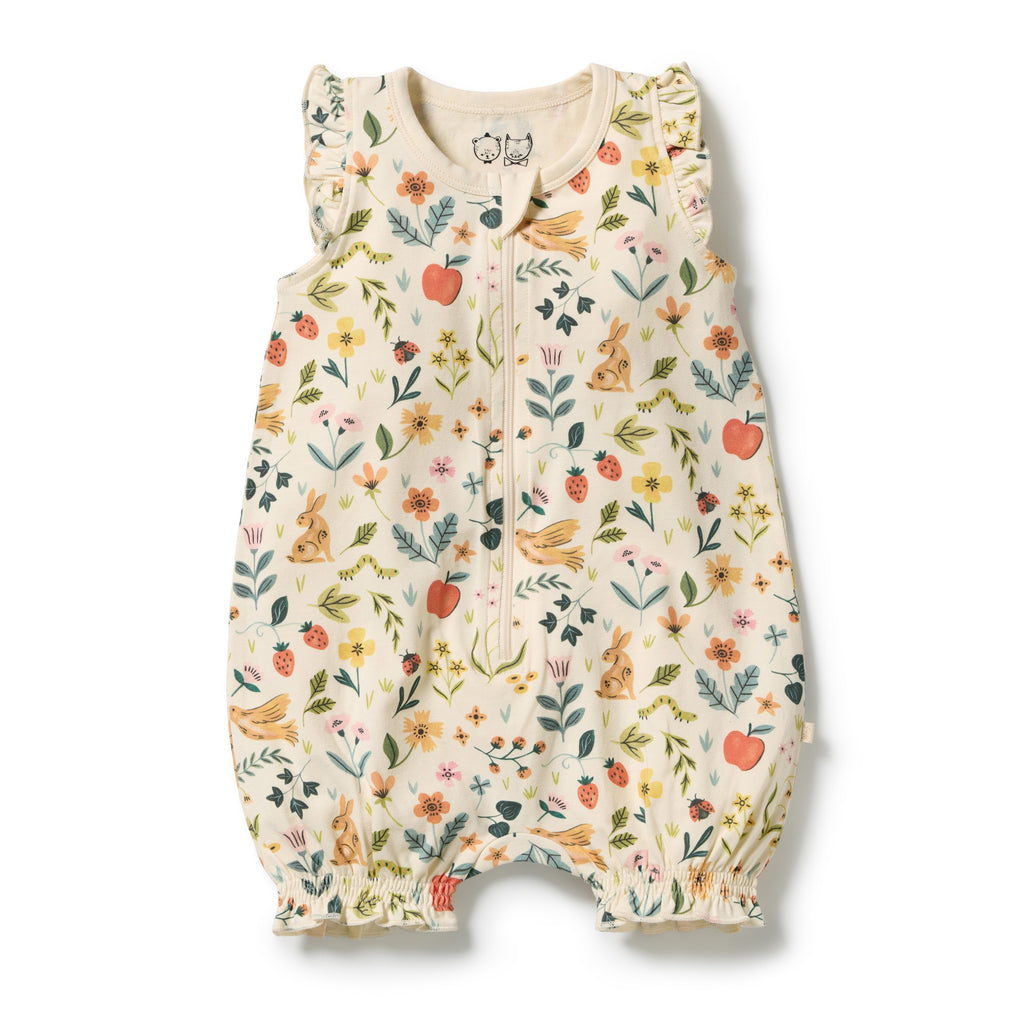 Summer Garden Organic Ruffle Zipsuit