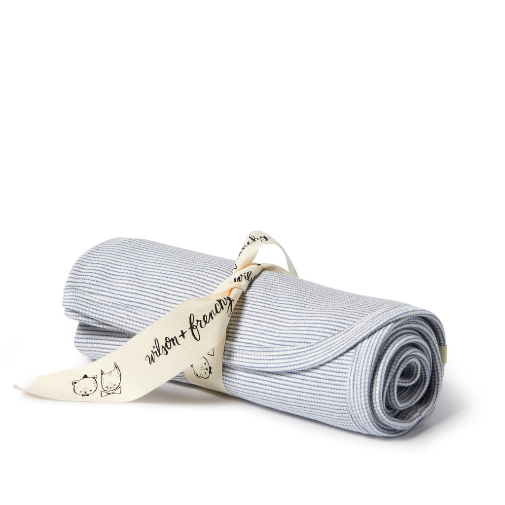 Organic Stripe Rib Bunny Rug Rain Drop