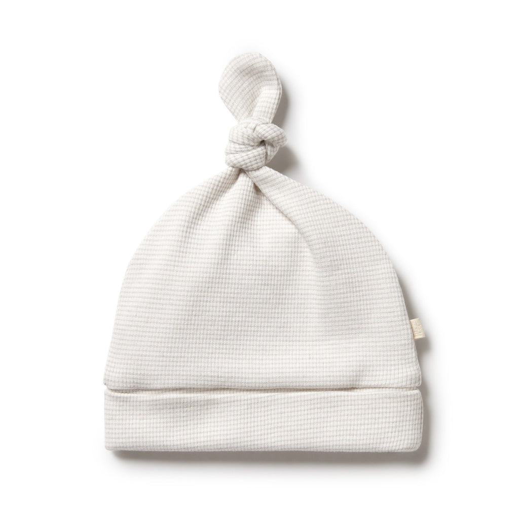 Organic Stripe Rib Knot Hat Clay