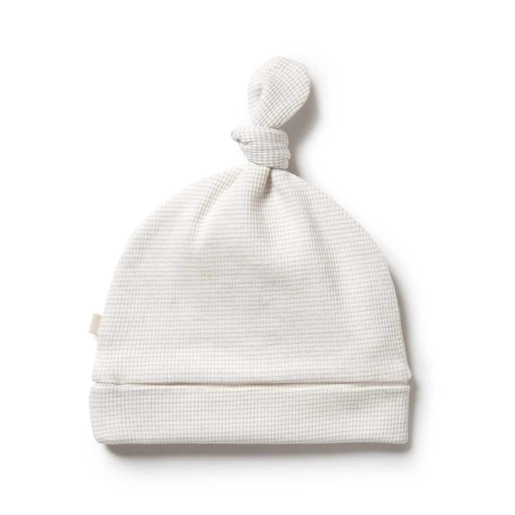 Organic Stripe Rib Knot Hat Clay
