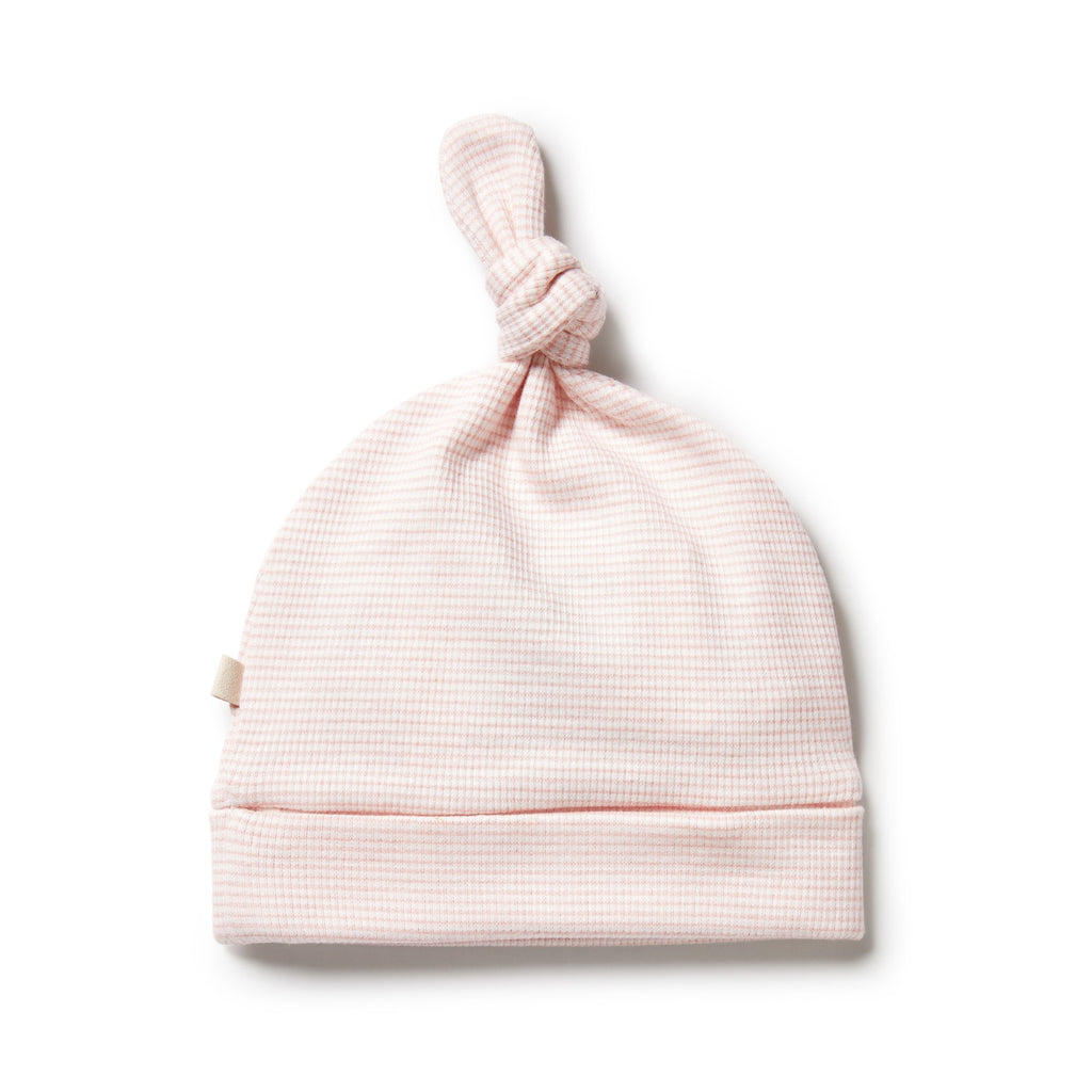 Organic Stripe Rib Knot Hat Cantaloupe