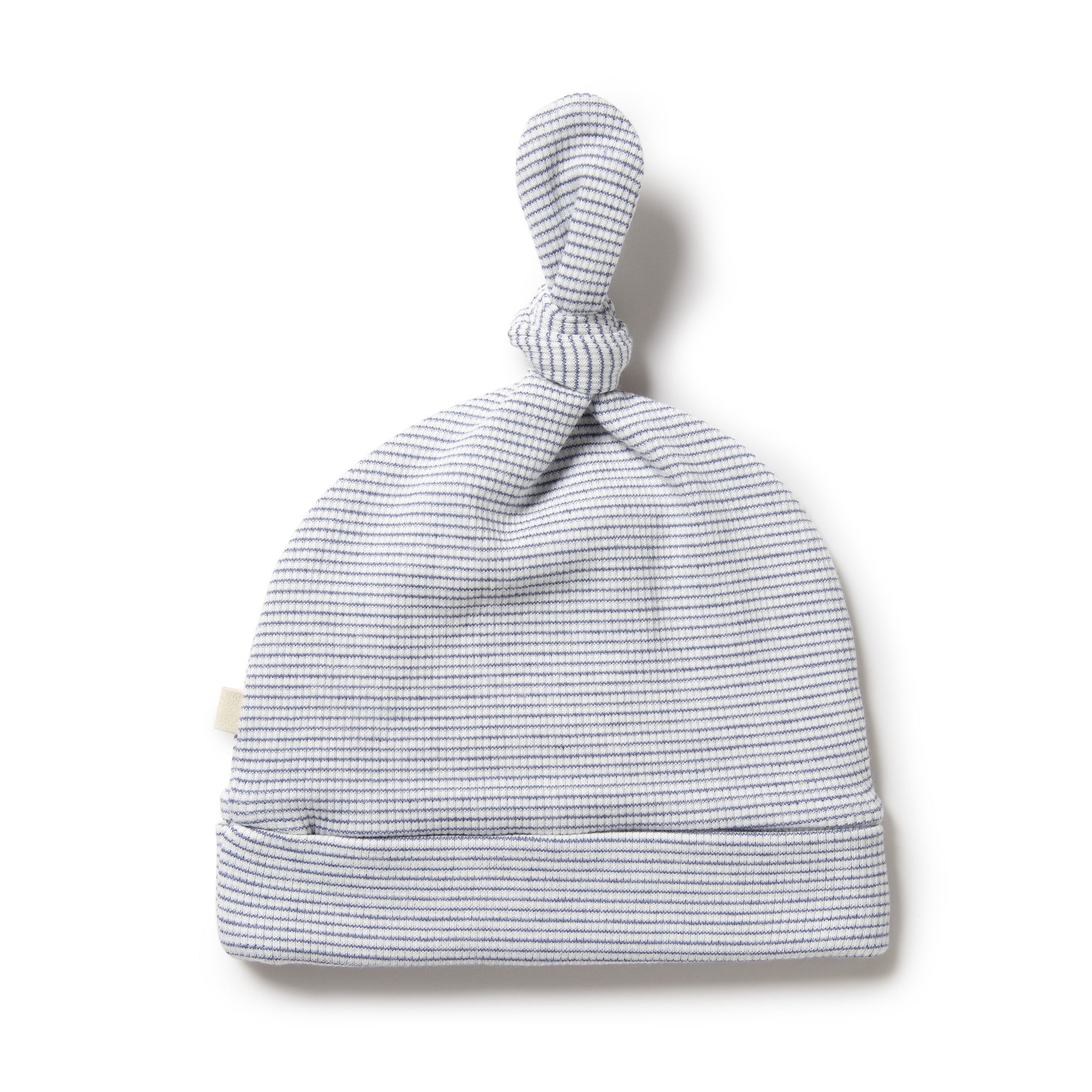 Organic Stripe Rib Knot Hat Rain Drop
