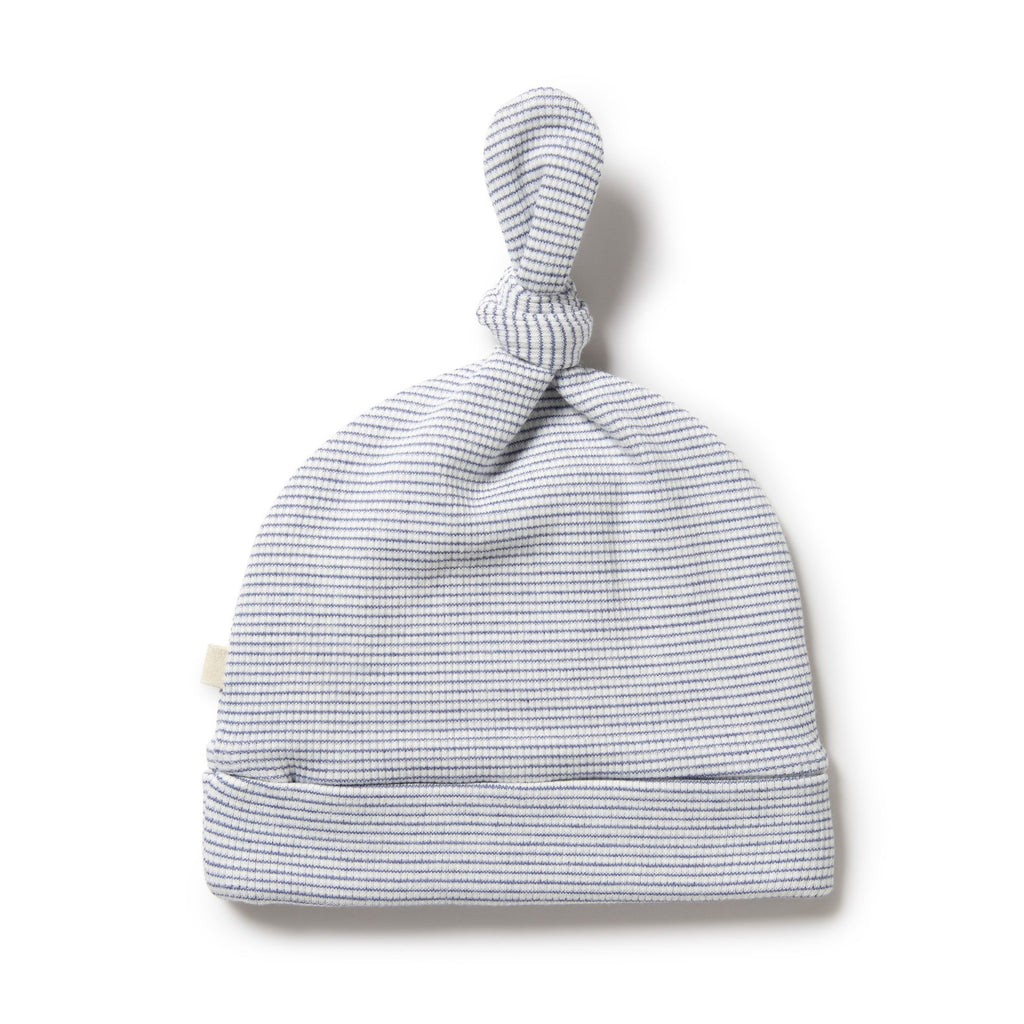 Organic Stripe Rib Knot Hat Rain Drop