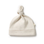 Organic Stripe Rib Knot Hat Oatmeal