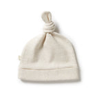Organic Stripe Rib Knot Hat Oatmeal