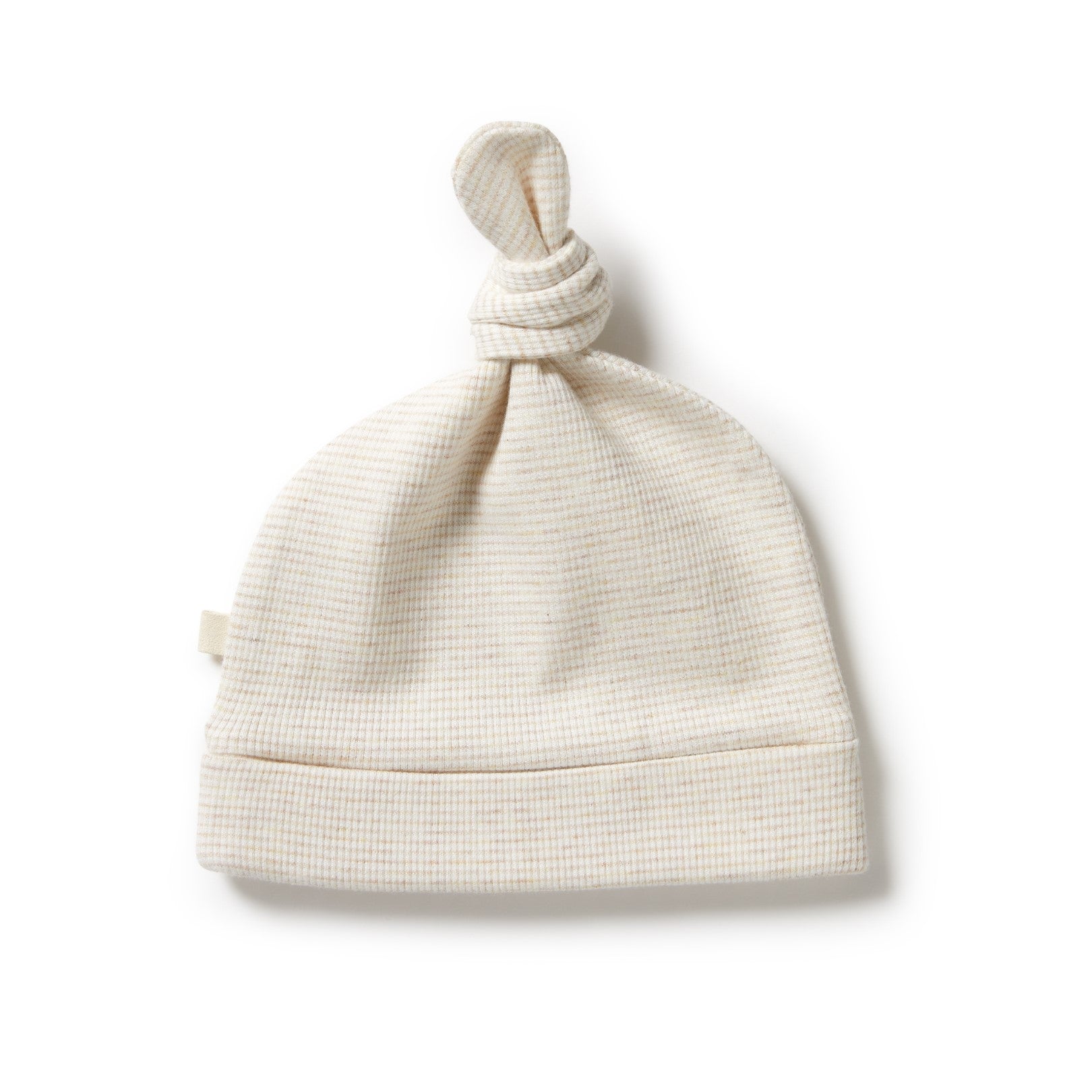 Organic Stripe Rib Knot Hat Oatmeal