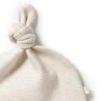 Organic Stripe Rib Knot Hat Oatmeal
