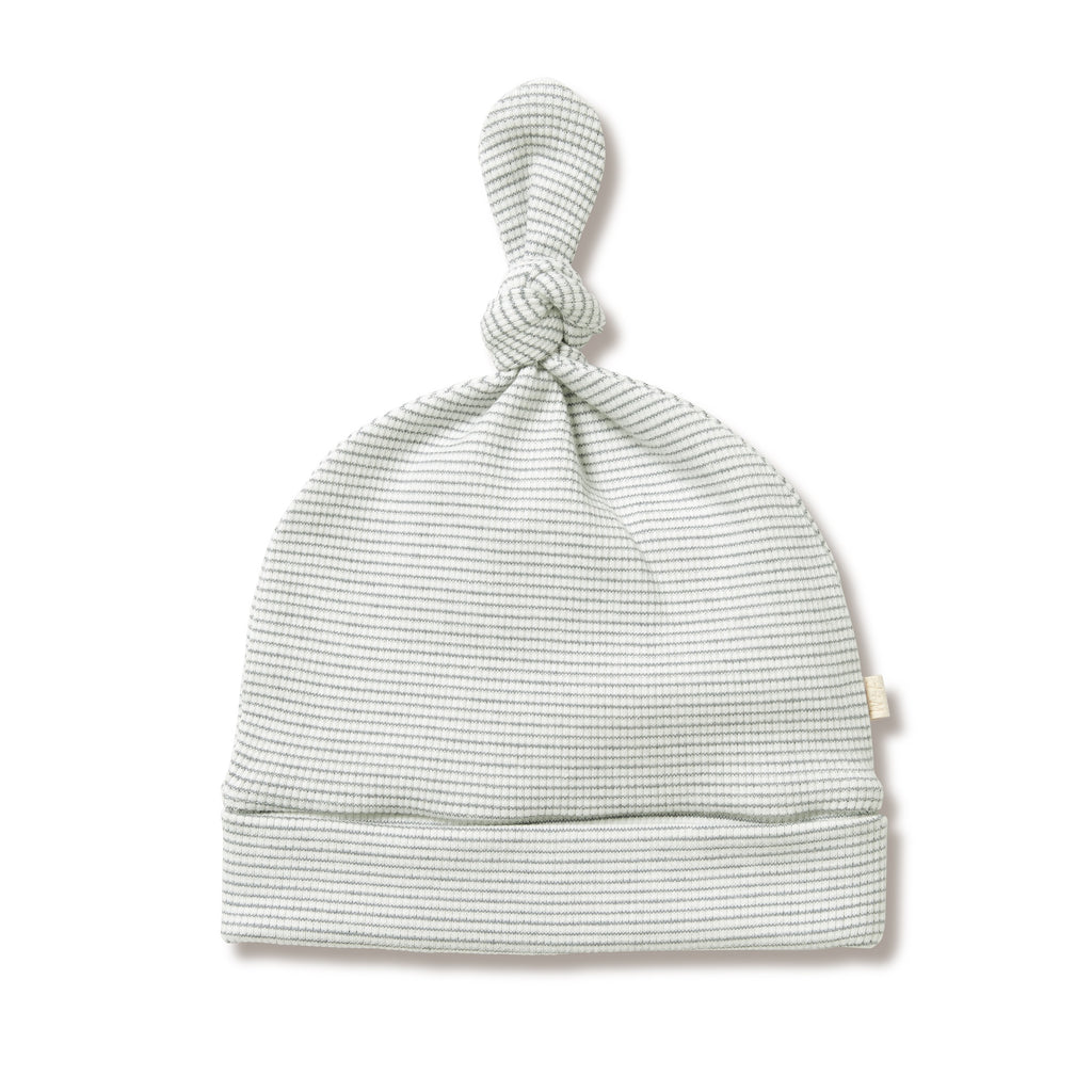 Organic Stripe Rib Knot Hat Fern