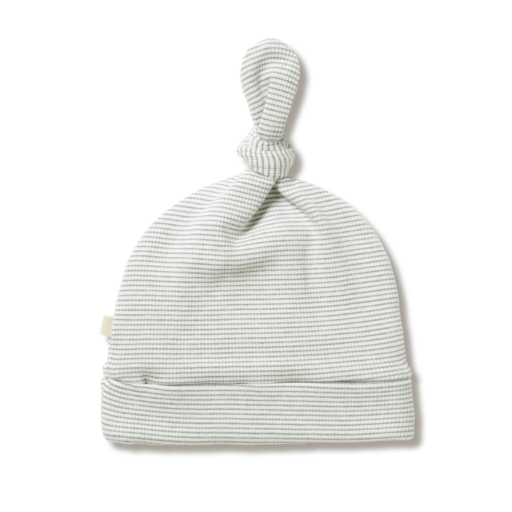 Organic Stripe Rib Knot Hat Fern
