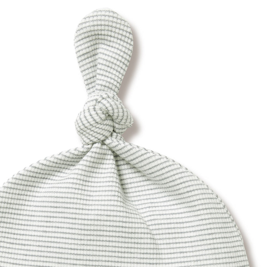 Organic Stripe Rib Knot Hat Fern