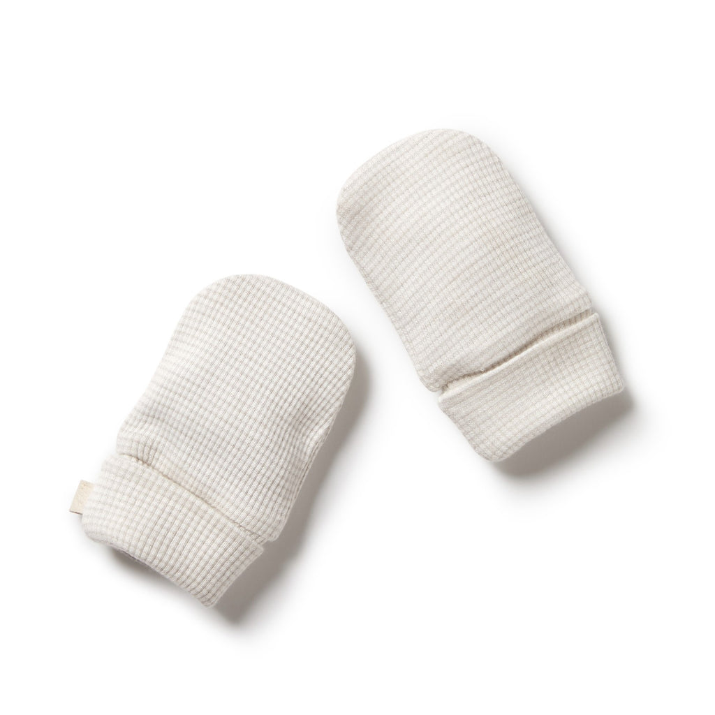 Organic Stripe Rib Mittens Clay