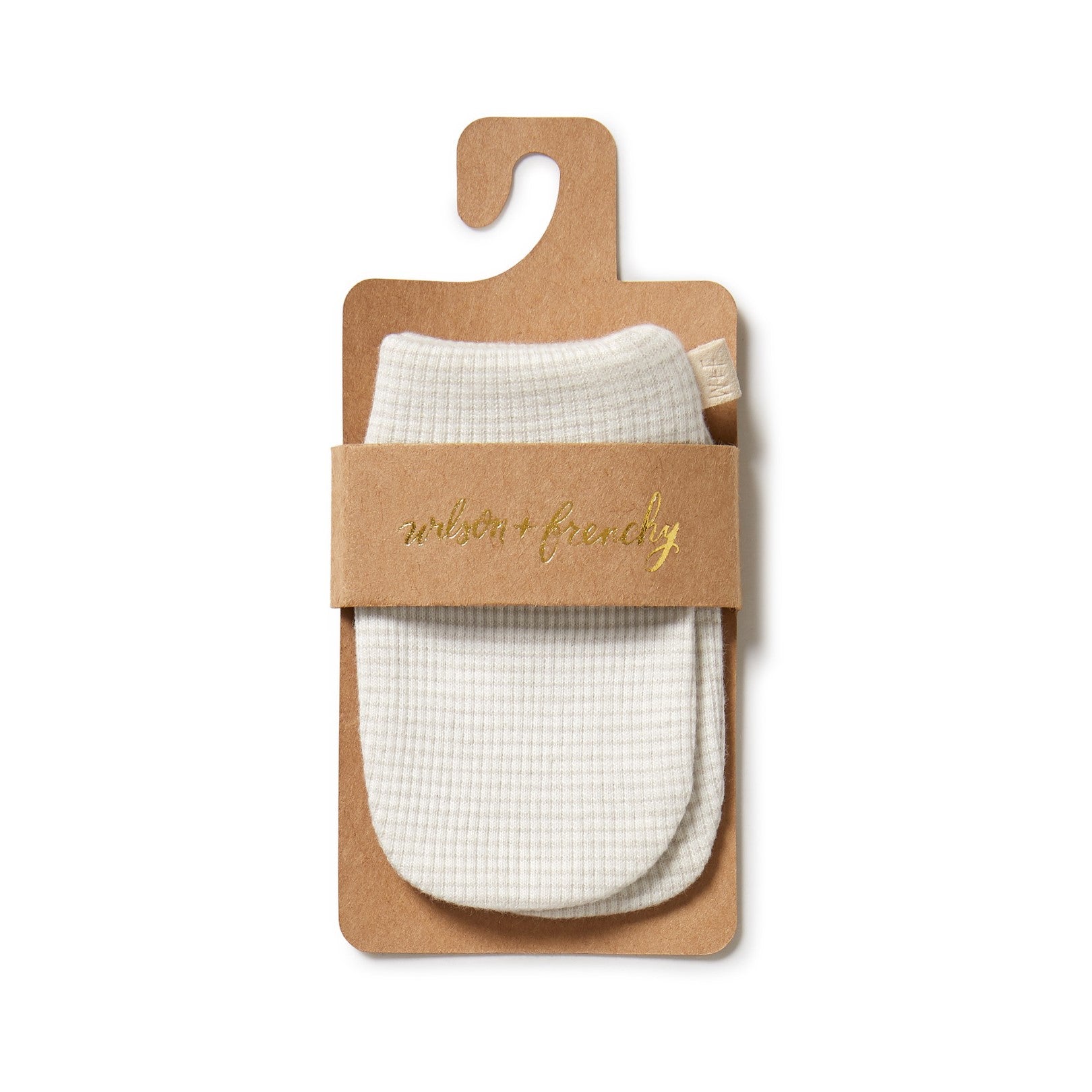 Organic Stripe Rib Mittens Clay