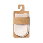 Organic Stripe Rib Mittens Cantaloupe