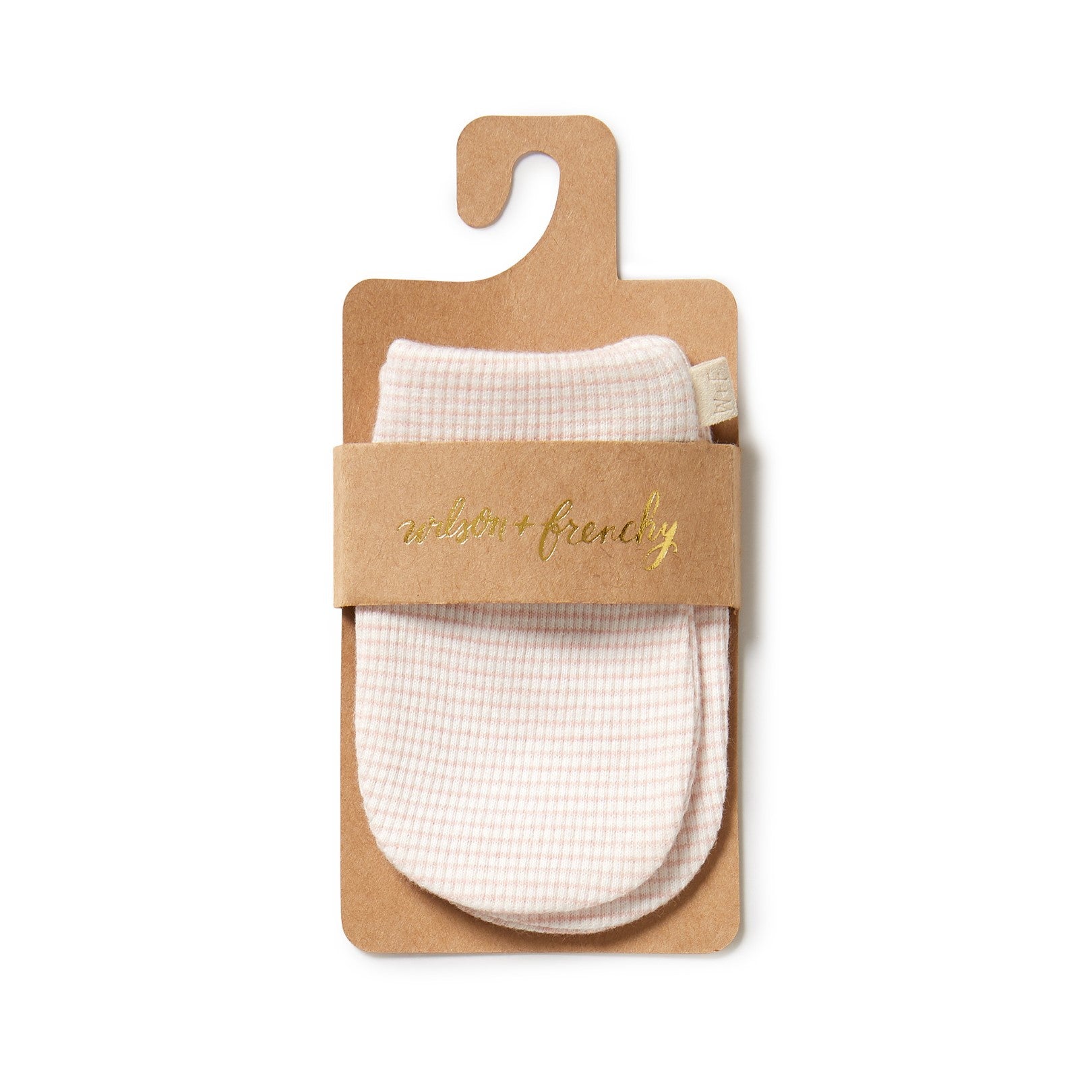 Organic Stripe Rib Mittens Cantaloupe