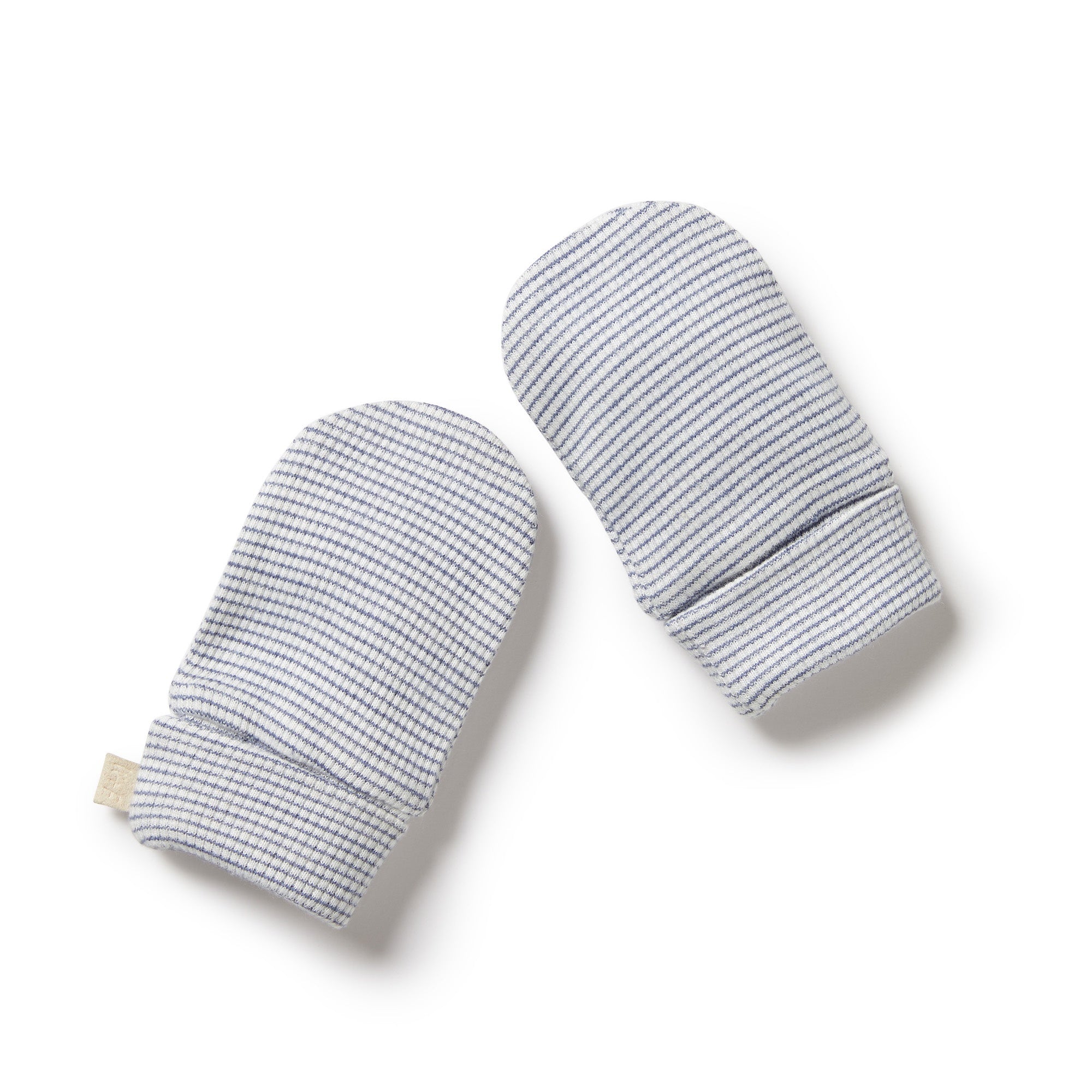 Organic Stripe Rib Mittens Rain Drop