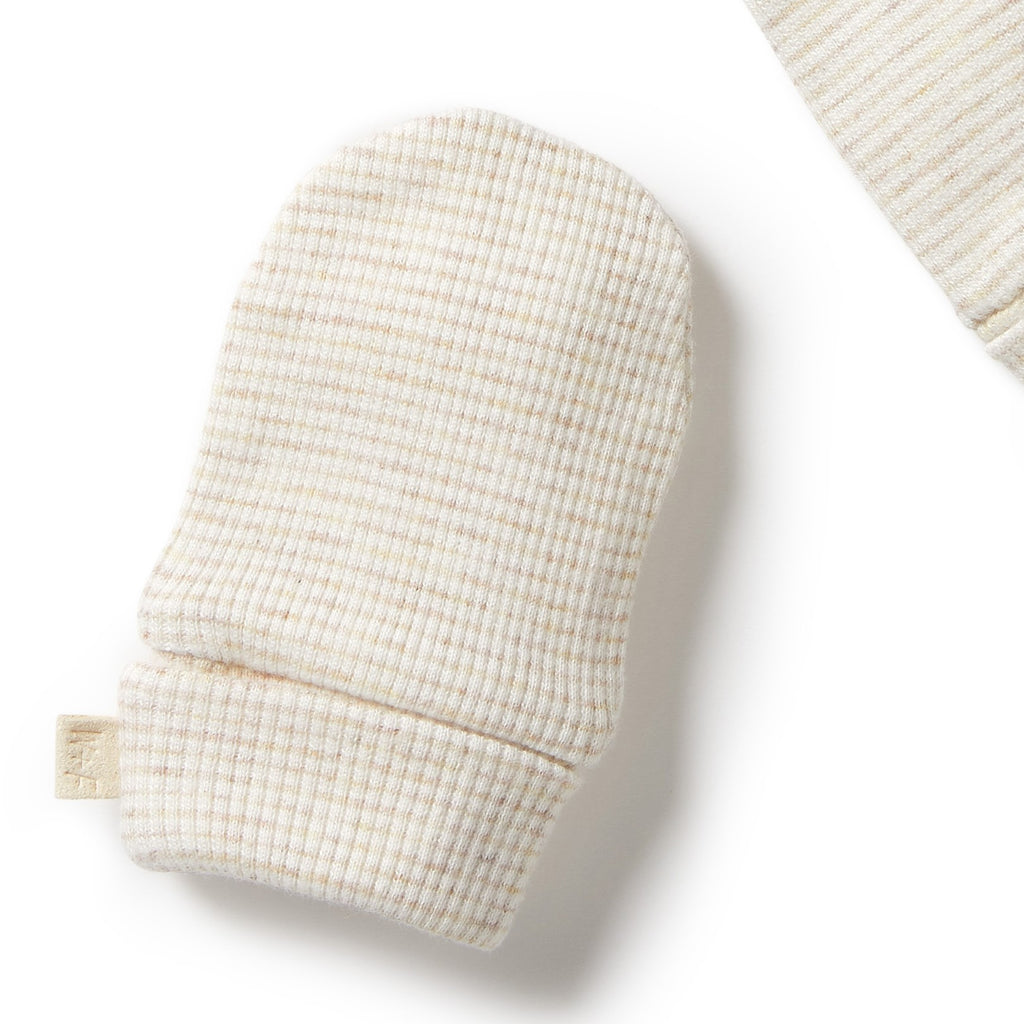 Organic Stripe Rib Mittens Oatmeal