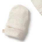 Organic Stripe Rib Mittens Oatmeal