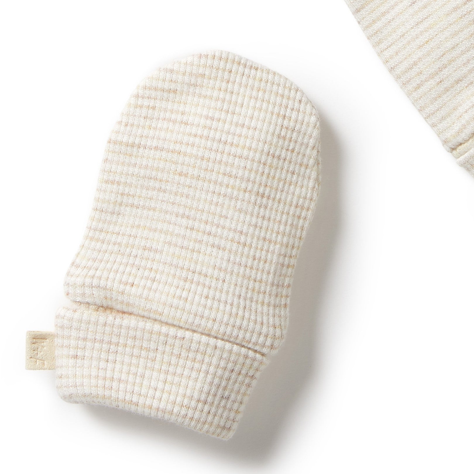 Organic Stripe Rib Mittens Oatmeal